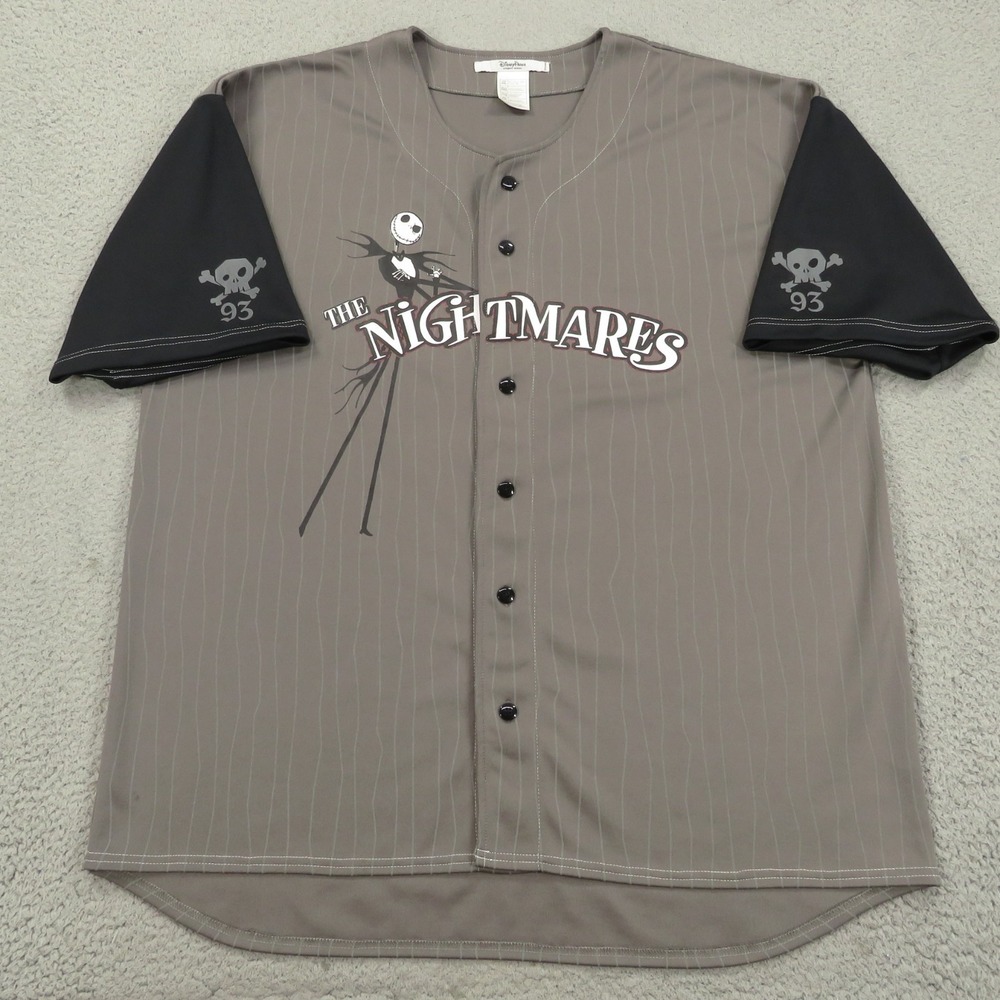 Disney Nightmare Before Christmas Baseball Jersey XXL Men Jack Skellington Gray